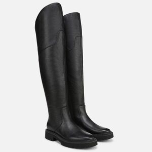 Extra-Wide Calf Black Over-the-Knee Leather Boots